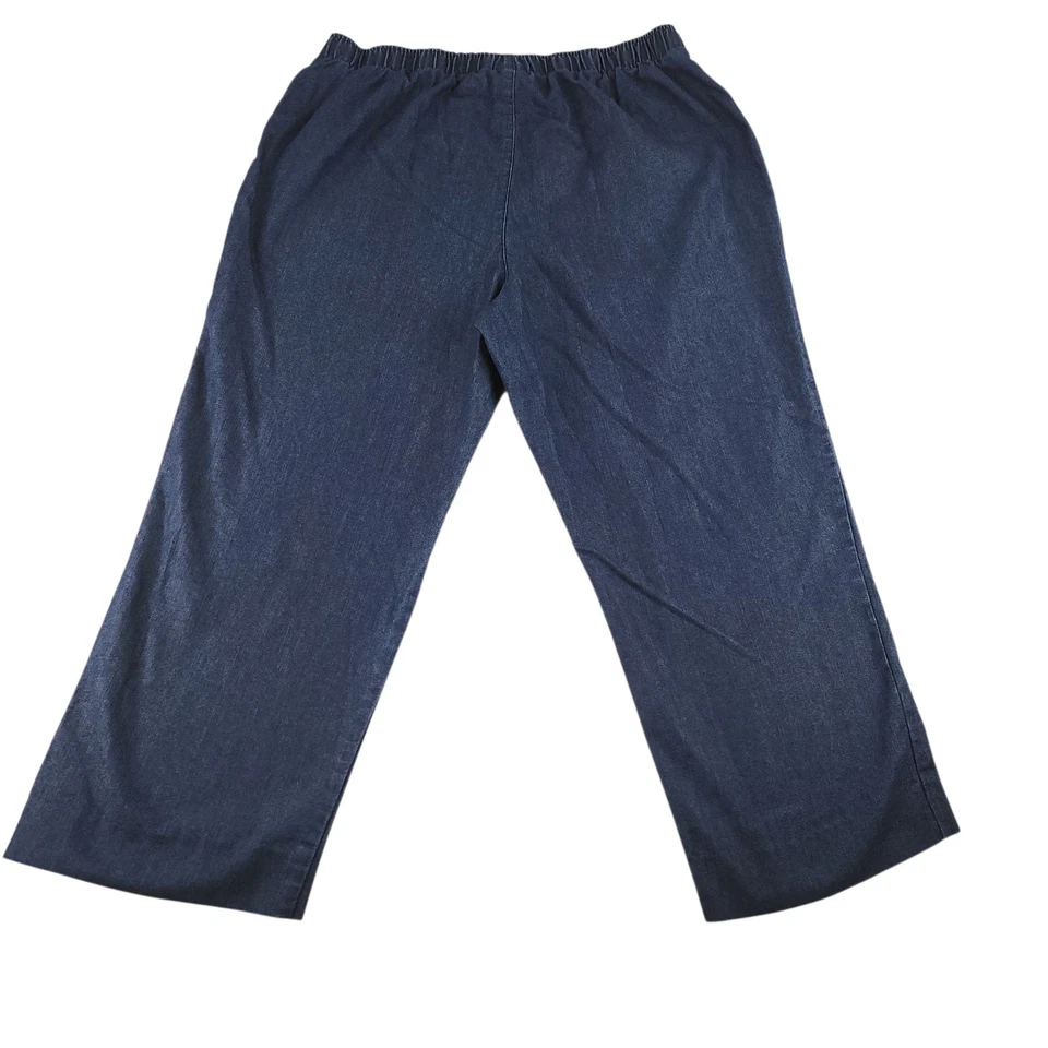 White Stag Denim Pants Womens PL Large Petite 12 14 Elastic Waist Capris Dark - Image 2 of 4