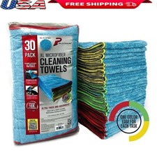 XL Microfiber Towels 30 Pack Lint-Free Reusable Cleaning Cloths Multi-Purpose US