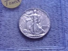 Very Fine 1942-D Denver Mint Silver Walking Liberty Half Light Gold Tiniting