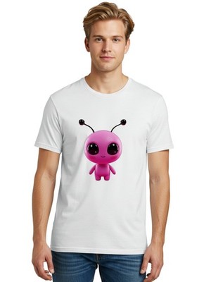 Pink-Alien Mens Graphic Tee, 100% Cotton, Casual Summer Wear