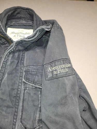 Abercrombie & Fitch Sentinel Jacket Mens M Blue Cotton Twill Military Y2K image 9