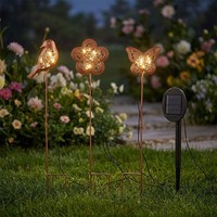 Solarlampe AußEnleuchte Stecklampe Balkondeko Erdspieß Schmetterling LED 3Er Set