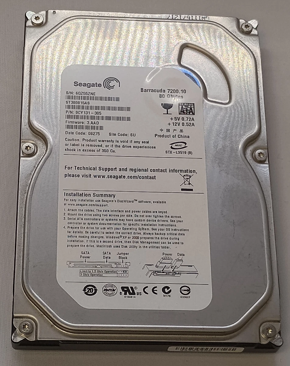 Seagate 80 GB Internal Hard Disk Drives for sale | eBay