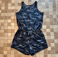 Girls Athleta Girl Romper XL Black Gray Camo Jumpsuit