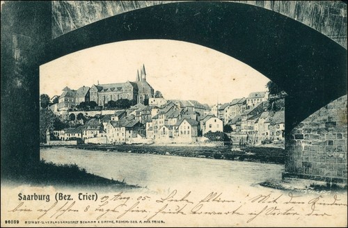 Ansichtskarte Saarburg Blick durch die Brücke auf die Stadt 1905 - Bild 2 von 3