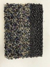 Vintage Black Hand Beaded Coin Purse Wallet Iridescent Glass Bead Pouch