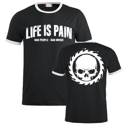 T-Shirt Life is Pain Bad Music Bad People Tattoo Fight Face Support Schädel INK