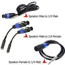 Speakon to 1/4 TS Speaker Cable Pro Audio PA DJ Neutrik 6.35mm Interconnect Wire