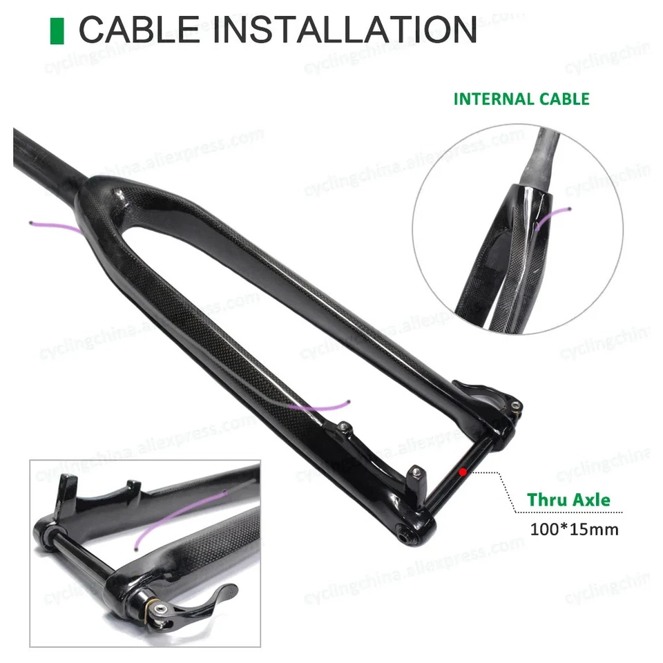 Thru Axle 15mm*100mm MTB Hard Fork 26/27.5/29er Disc Brake Carbon Front Fork - Image 4 of 4