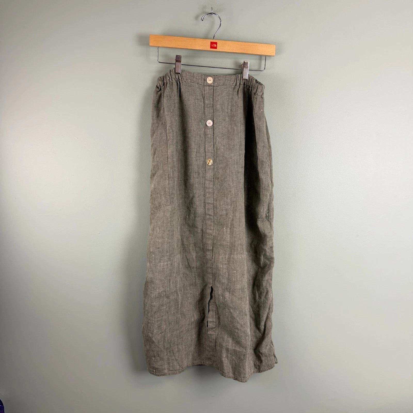 Flax Angelheart Green Maxi Skirt MED Linen Front Slit Lagenlook Modest Coastal
Opens in a new window