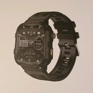 Pleivo Smart Watch Black Case Brown Silicone Band Android iOS Compatible