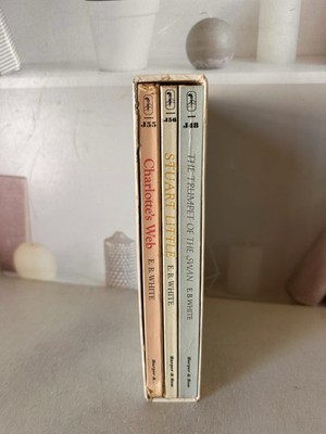 1973 EB White 3 Chidlren Book Box Set Charlotte's Web Stuart Little Trumpet Swan