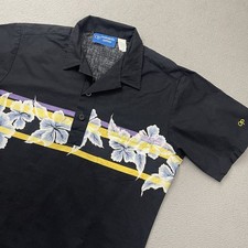 Vintage 80s OP Ocean Pacific Aloha Shirt Black Hawaiian Box Fit Men's M USA Made
