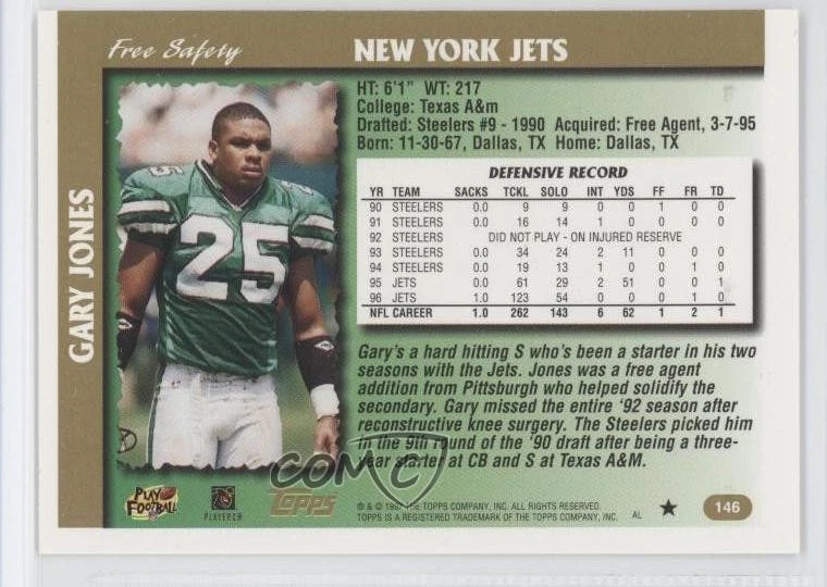 1997 Topps Gary Jones #146 - Image 2 of 2