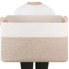 75L Large Blanket Basket, Toy Basket Bin for Kids, Cotton Rope Woven Storage ...