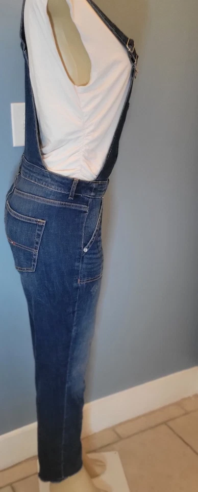 Macacão jeans Y2k bainha crua cropped Tommy tamanho 6 28 cintura. Estilo hiphop dos anos 1990 - Imagem 4 de 4