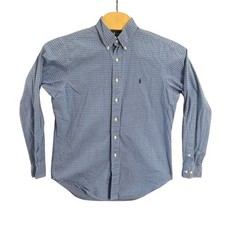 Ralph Lauren Classic Fit Blue Plaid Button Down Shirt Mens 16 34/35 Cotton