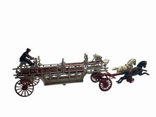 Vintage Horse Drawn Wagon Toy w Driver Horses Farm Western Collectible