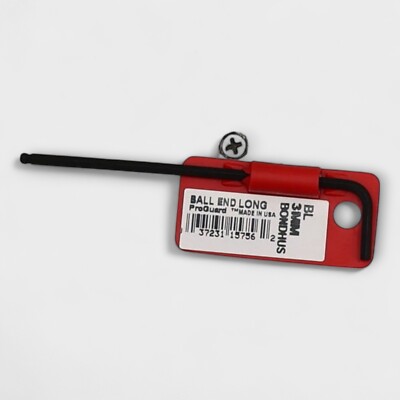 Bondhus 15756 3mm Ball End Tip Hex Key L-Wrench with ProGuard Finish Long Arm
