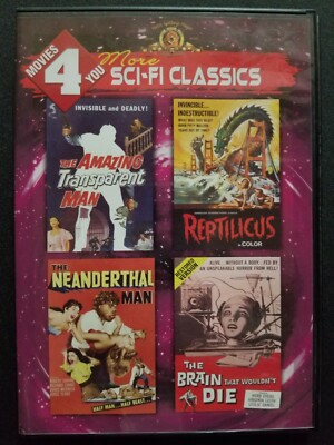 MGM Sci-Fi Classics DVD Amazing Transparent Man Reptilicus Neanderthal Brain OOP