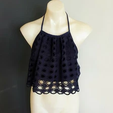 Women's size 12 'AVA' Stunning navy halter neck crotchet crop top- BNWT RRP$80