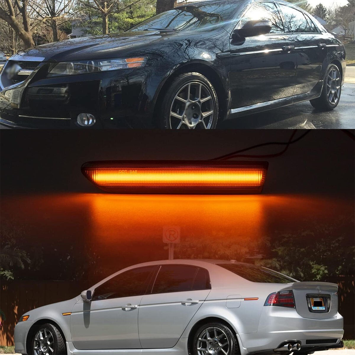 2PCS For 20042008 Acura TL Smoked Lens LED Front Fender Side Marker