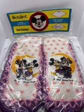 VINTAGE MICKEY  MINNIE MOUSE GIRLS SLIPPER SOCKS NOS 1970s SIZE XL WALT DISNEY