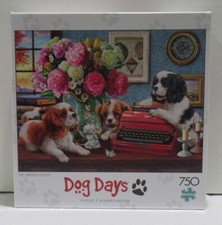 Buffalo 750 Piece Jigsaw Puzzle Dog Days THE WRITER'S DOGS King Cavelier puppies