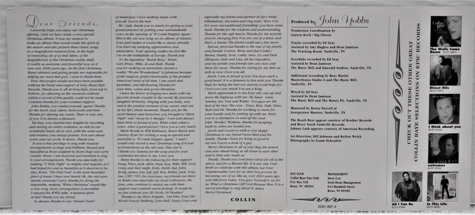 COLLIN RAYE "Christmas - The Gift" Cassette Reunion Records 02341-0021-4 - Image 3 of 4