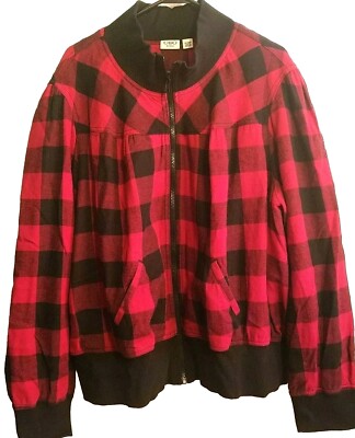 Cato Womens Plaid Jacket Plus Size 26/28 Long Sleeve Zipper