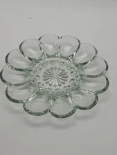 Vtg Anchor Hocking 10” Deviled Egg Platter Fairfield Clear Glass Plate Dish Tray