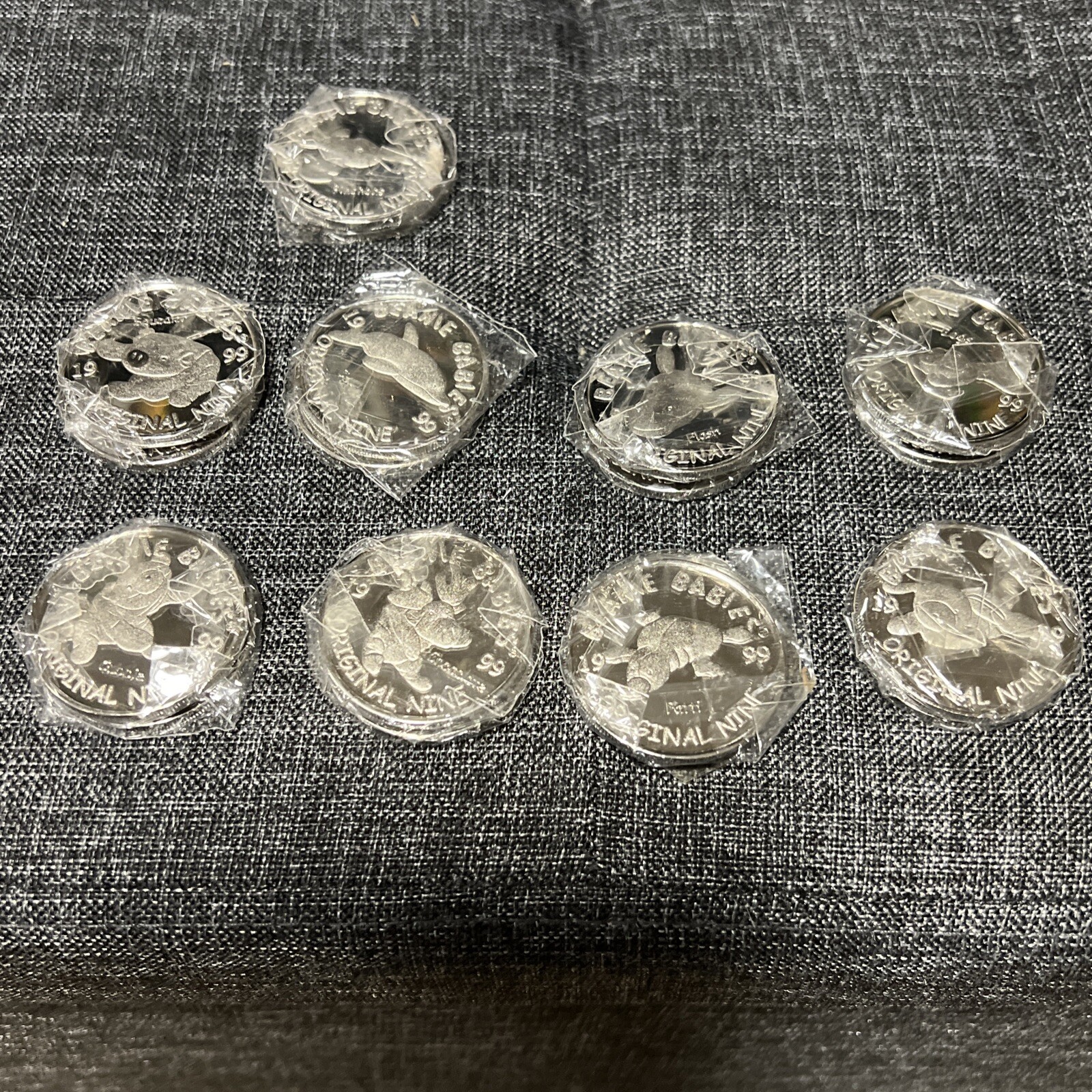 Ty Beanie Babies Baby Silver Coin Set Original 9 New Wrapped 1999 Official Club