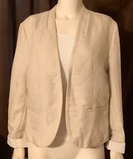 NWT 89 Ann Taylor LOFT Jacket Blazer Tan Linen Lined Brown Classy Size 14 Large