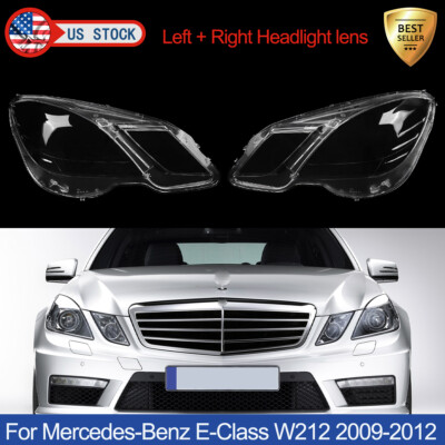 Pair Clear Headlight Lens Cover For Mercedes Benz E Class W212 E350 2009-2012