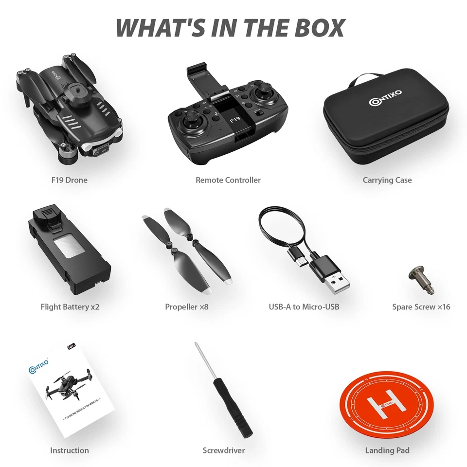 F19 Drone With 1080p HD FPV Camera, 20 Min Flight 360° Flips Brushless Motor RC - Image 3 of 4