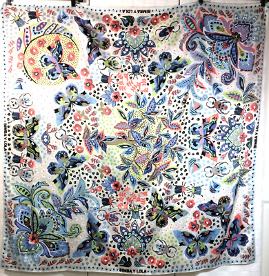 AUTHENTIC Bimba Y Lola Signature Large Vintage Scarf Silk Multicolor FXD