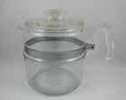 Pyrex Flameware 4-6 Cups Percolator Clear Glass Coffee Pot 7756 w/Lid Vintage