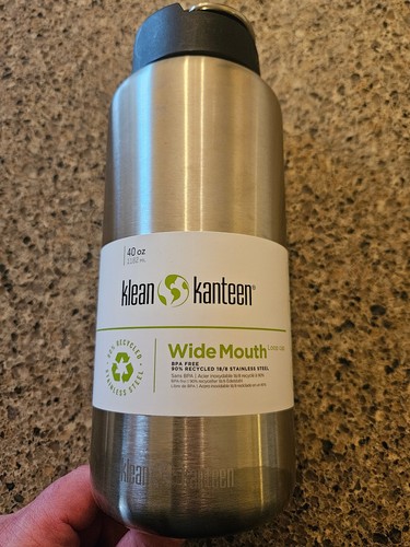 Klean Kanteen 40 fl oz Water Bottle Wide Mouth SINGLE WALL Stainless steel NWT