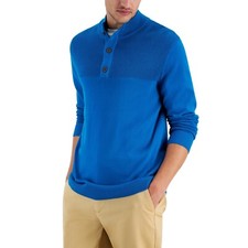 Club Room Men's Button Mock Ribbed Neck Sweater Size Large Nearing Dusk NWT