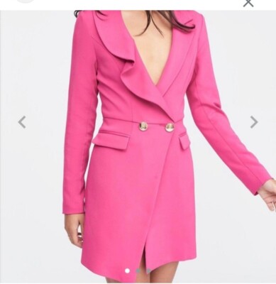 Lavish Alice Pink Ruffle Blazer/ Tux Dress 10 UK