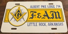 Albert Pike Lodge 714 Booster License Plate F & AM Mason Little Rock AR STEEL