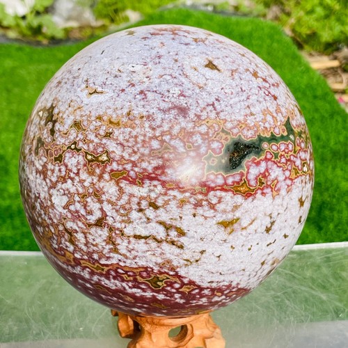8,36 libbre Grande Modello Naturale Squisito Sfera Diaspro Oceano Cristallo Sfera Geode - Foto 8 di 19