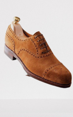 Brogue Shoes Brown Suede Stilettos Men's Casual Pointed Toe Lace Up Loafer Dress Brogue Derby Shoes main image 1