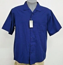 Cremieux Signature 2 Night Blue Chevron S/S Men's Shirt NWT $79.50 Choose Size