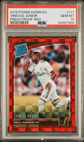 2018 PANINI DONRUSS PRESS PROOF RED VINICIUS JUNIOR RATED ROOKIE GRADED PSA 10!