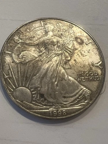 1998 US $1 Dollar American Silver Eagle BU 1 oz .999 Fine Silver Coin