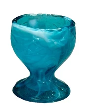 Boyd Glass Special Order Kims Glass Diamond Pedestal Salt Dip Blueberry Swirl