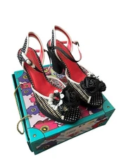 Poetic Licence Fancy Me Canary Polka Dot Rosette Wedge Heels