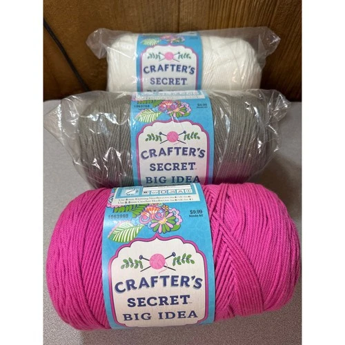 Crafter's Secret Big Idea Yarn 3 Skein Lot Hot Rose Graybeard White 16oz 810yd - product listing photo