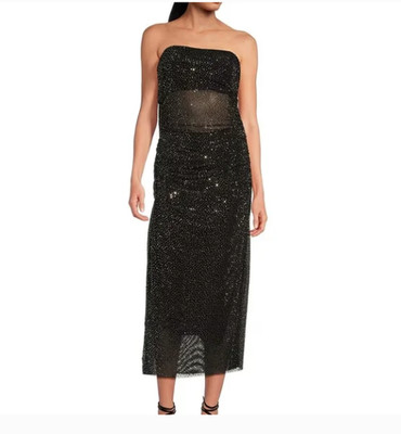 Gianni Bini Willow Metal Stud Mesh Sheer Strapless Party Cocktail Dress Nwt